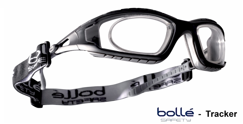 Bolle Tracker EN166F / 166B if worn with strap (Clear) with  prescription insert