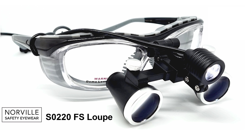 NORVILLE S0220 FS 3.5x 420mm Binocular Loupe with LED Prescription safety glasses