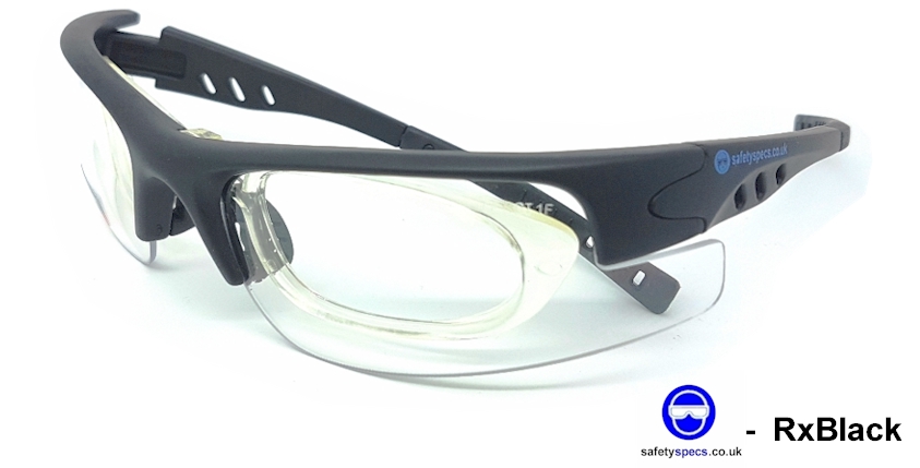 RxBlack EN166F (Clear) with  prescription insert