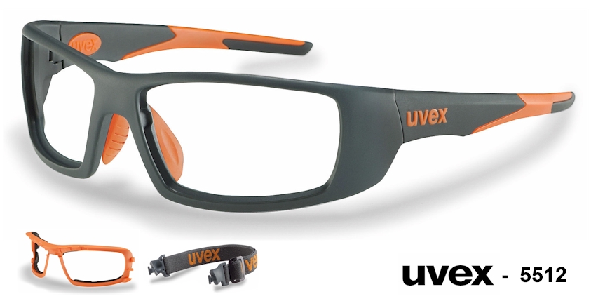 UVEX 5512 prescription safety glasses + Tight fit kit